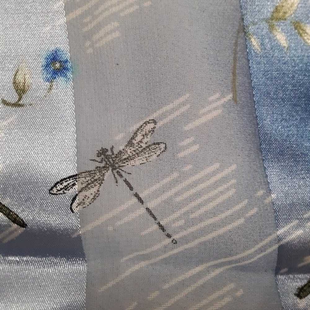 Vintage 1991 Blue Shadow Stripe Dragonfly Floral … - image 6