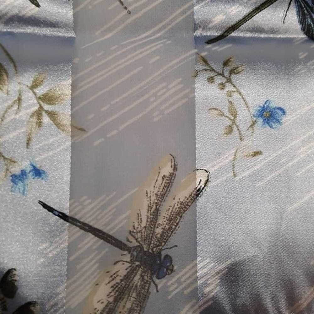 Vintage 1991 Blue Shadow Stripe Dragonfly Floral … - image 7