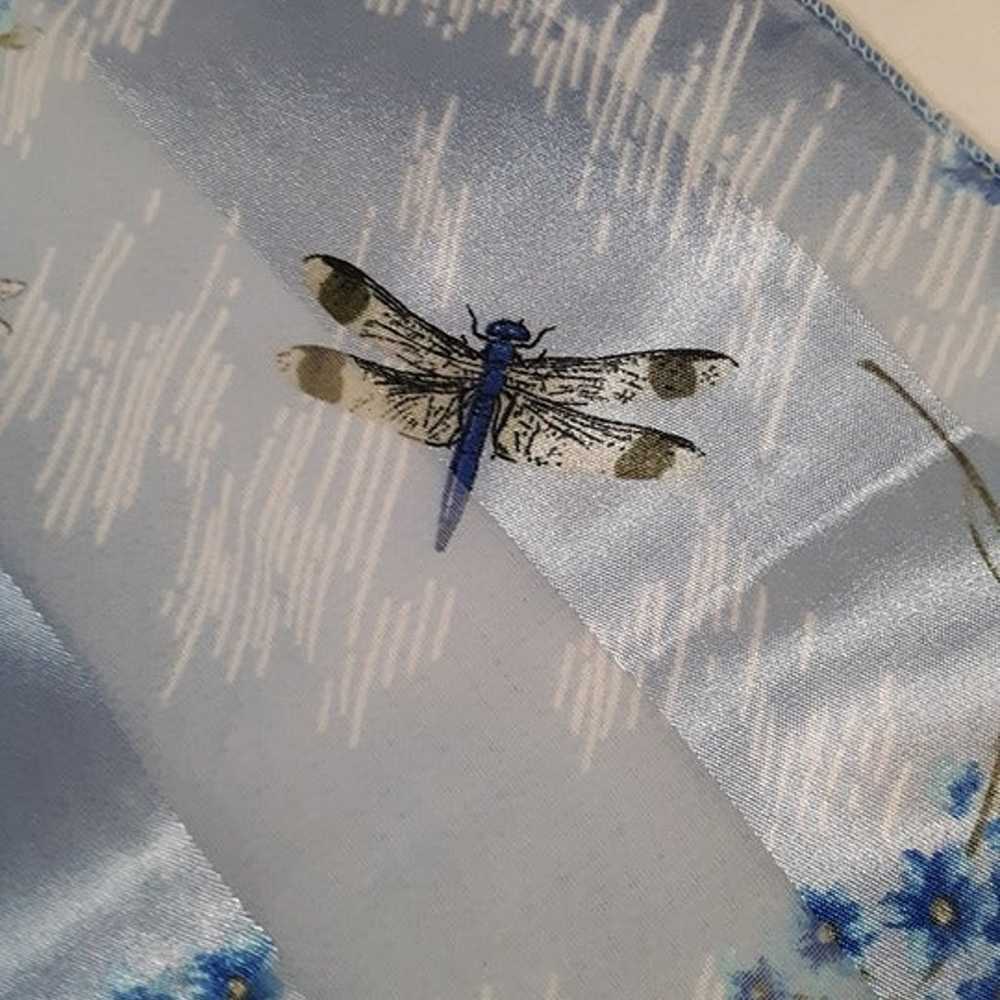 Vintage 1991 Blue Shadow Stripe Dragonfly Floral … - image 8