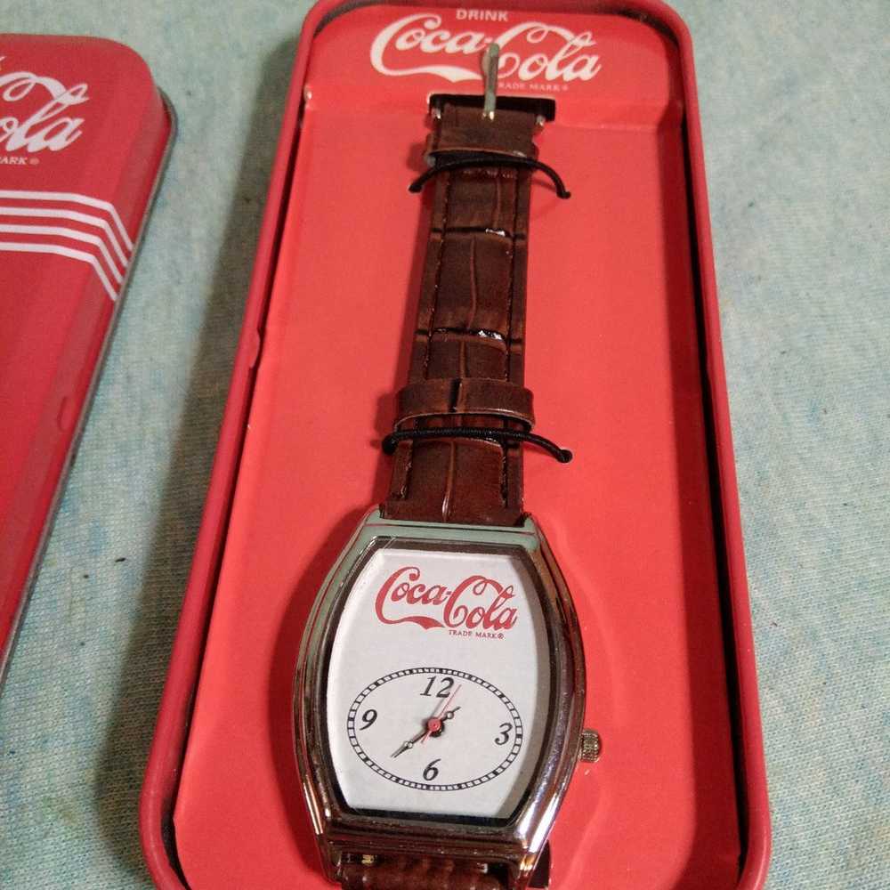 Vintage Coca-Cola Wrist Watch with Leather Band i… - image 2