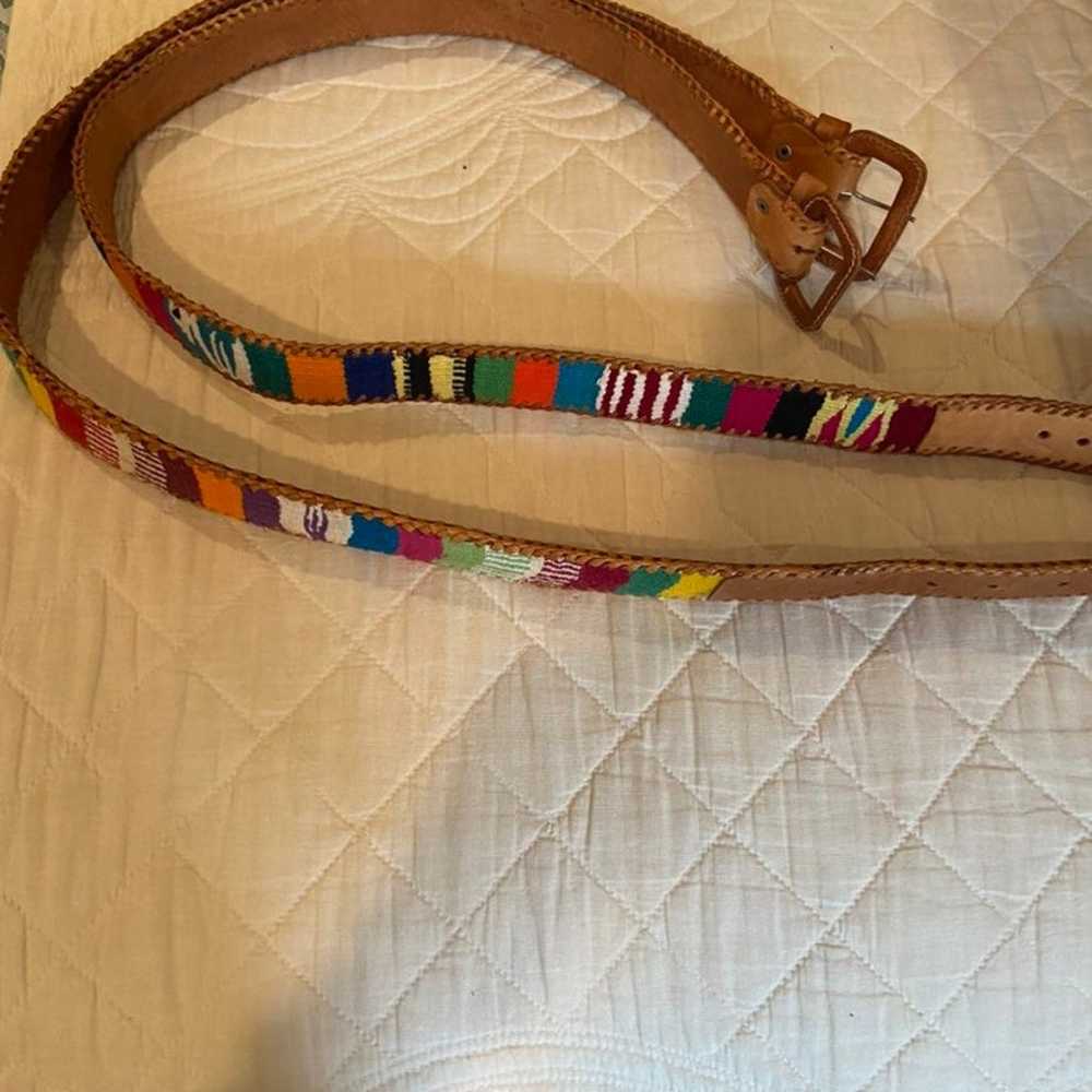 Peruvian Style Woven 1980's Belt Cotton/Leather - image 4