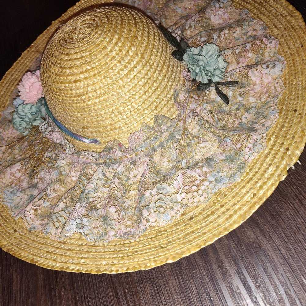 Vintage Large Woven Straw Hat - image 2