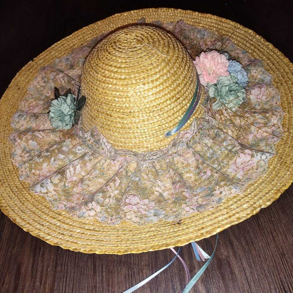 Vintage Large Woven Straw Hat - image 3