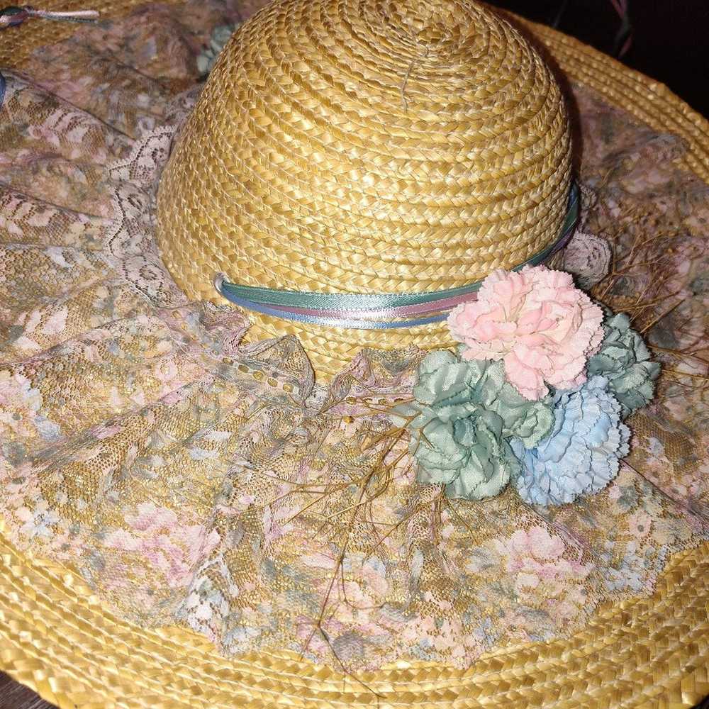 Vintage Large Woven Straw Hat - image 4