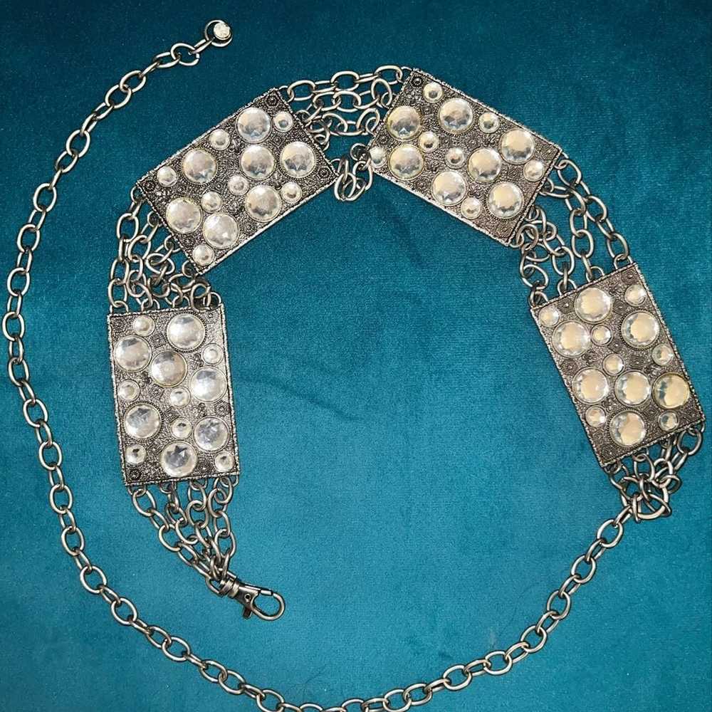 Amazing Vintage Silver Rhinestone Belt - image 2