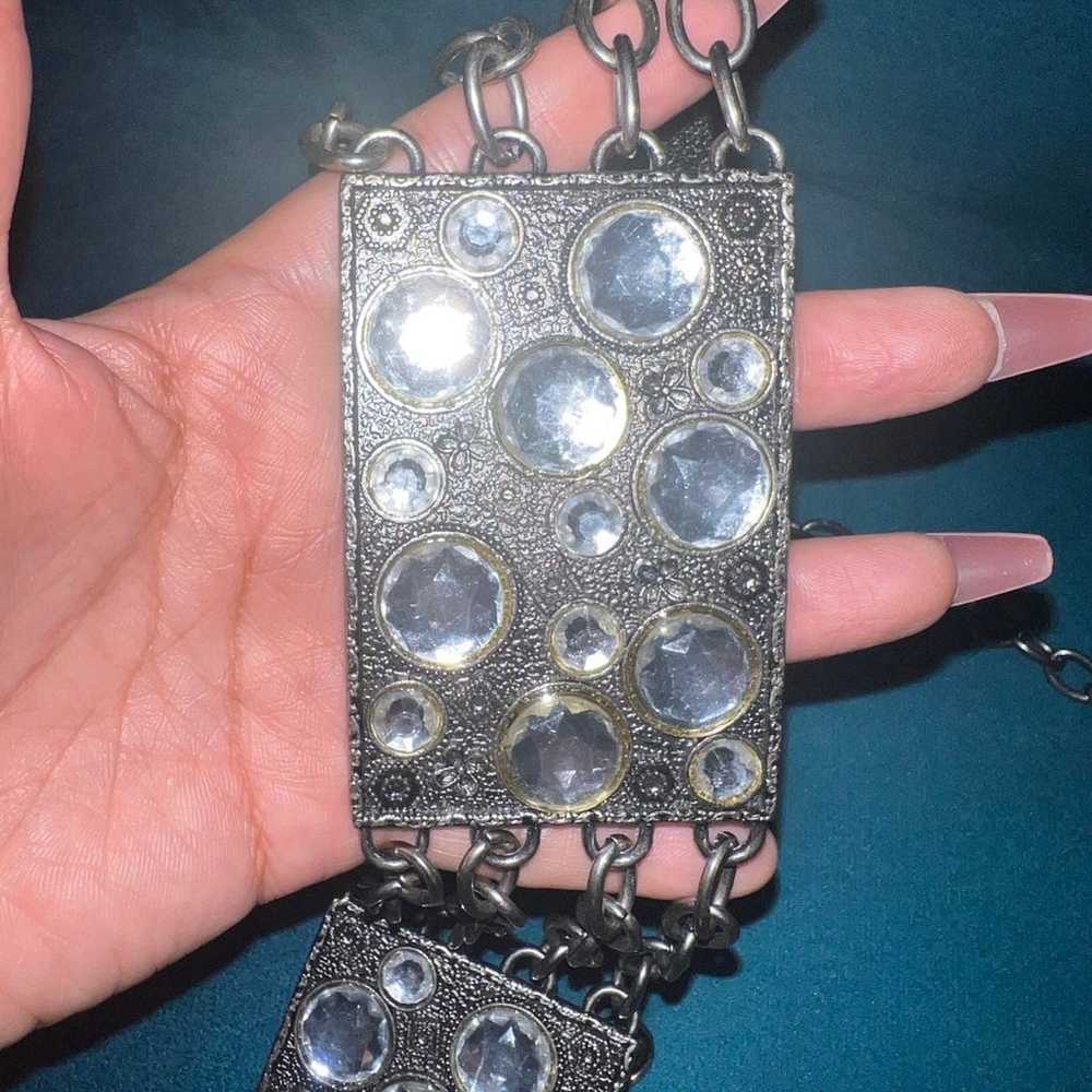 Amazing Vintage Silver Rhinestone Belt - image 3