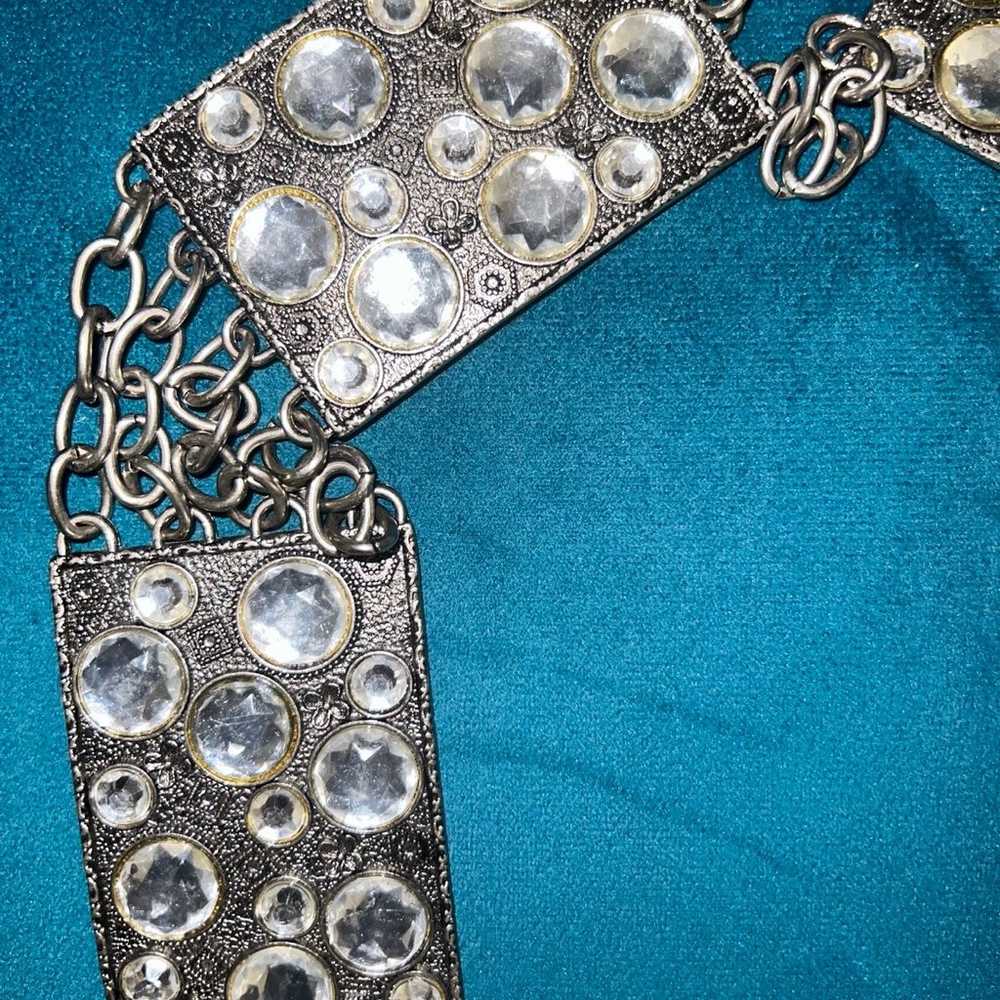 Amazing Vintage Silver Rhinestone Belt - image 4