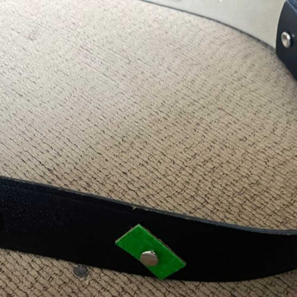 Genuine black leather Belt with Florescent Shapes… - image 7