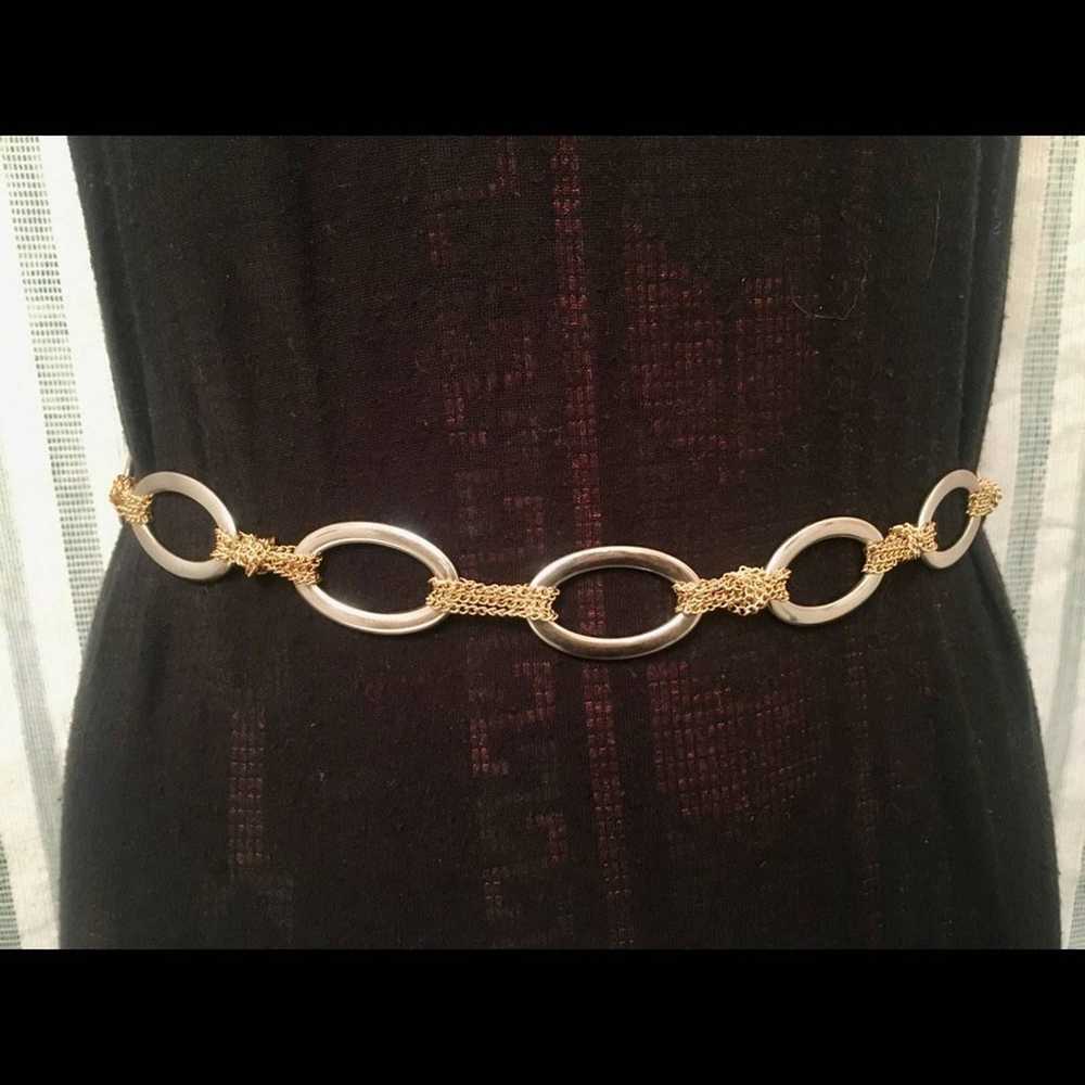 Vintage Liz Claiborne silver and gold chain mail - image 2