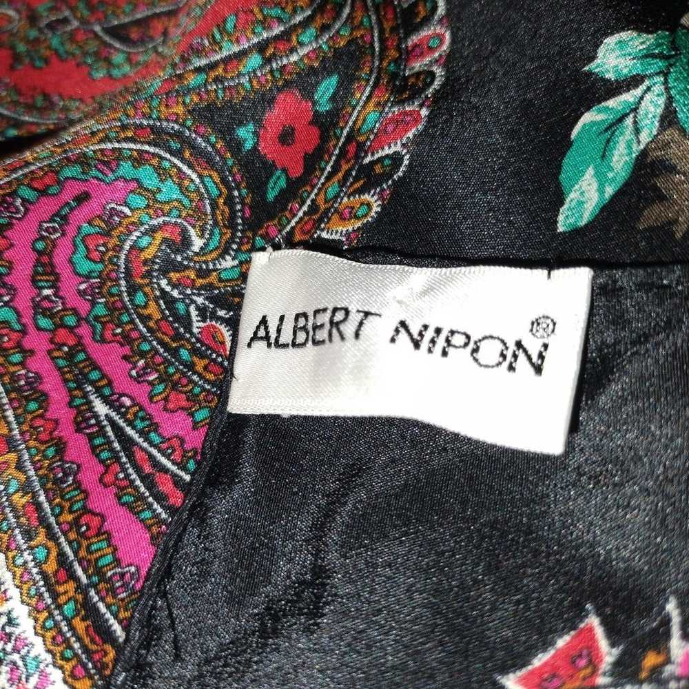 Vintage Albert Nipon Floral Silk Scarf - image 4