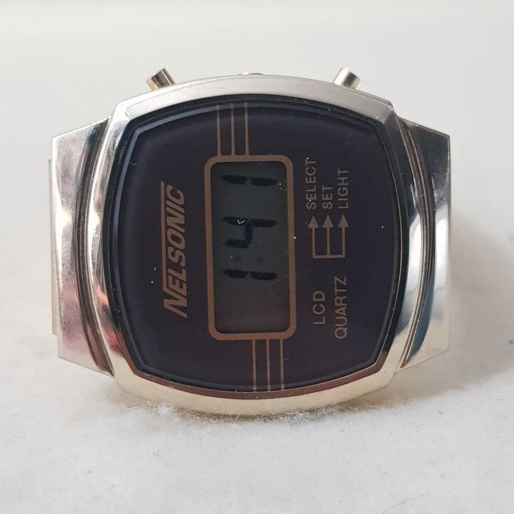 Vintage NELSONIC Quartz Watch Black Dial Stainles… - image 4