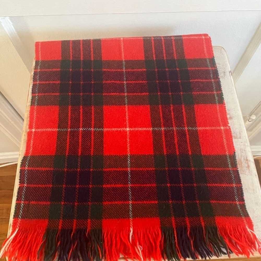 Vintage designer plaid lambswool scarf - image 1