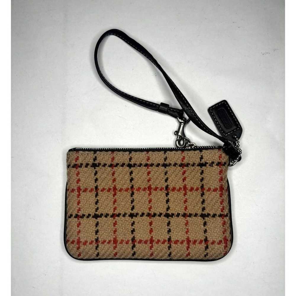 Coach Wool Vintage Wristlet Striped Red Light Bro… - image 1