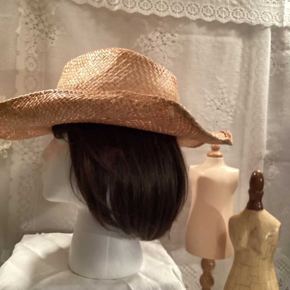 Natural Straw Fedora Women’s / Unisex Summer Cowg… - image 10