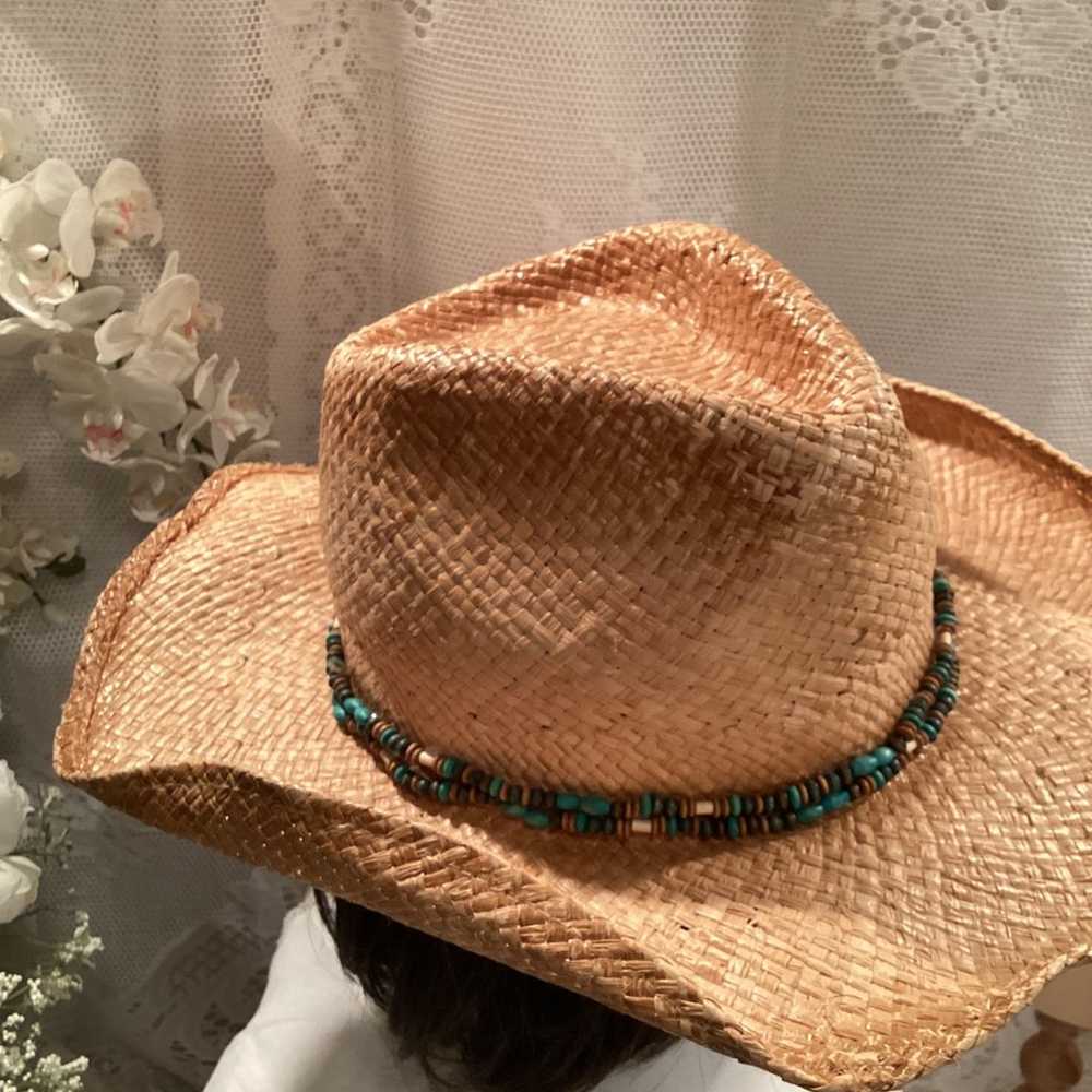 Natural Straw Fedora Women’s / Unisex Summer Cowg… - image 7