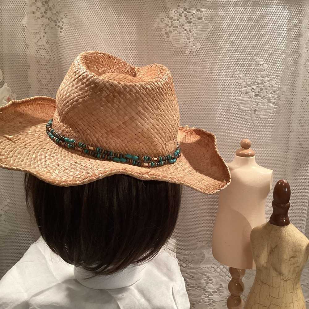 Natural Straw Fedora Women’s / Unisex Summer Cowg… - image 8