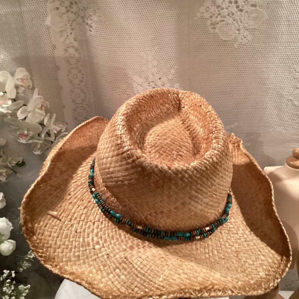 Natural Straw Fedora Women’s / Unisex Summer Cowg… - image 9