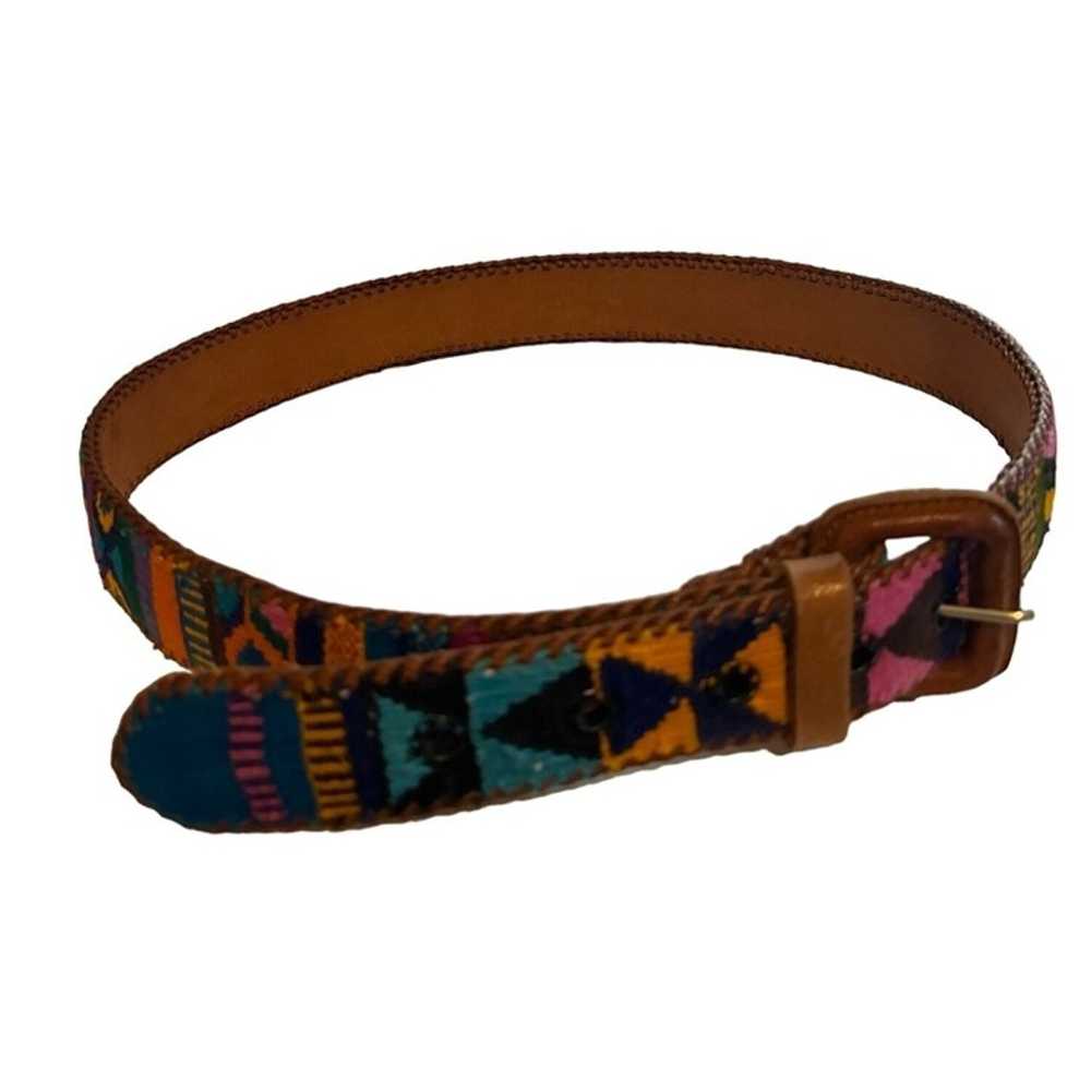 VTG Serape Belt Fabric Leather Size 32 Womens Col… - image 2