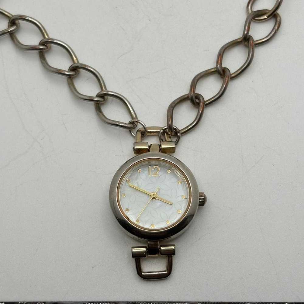 Vintage silver & pearl watch pendant - image 1