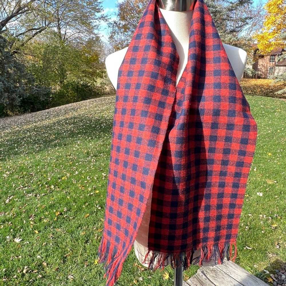 Vintage Custom Made Tartan Plaid Wool Scarf - image 1