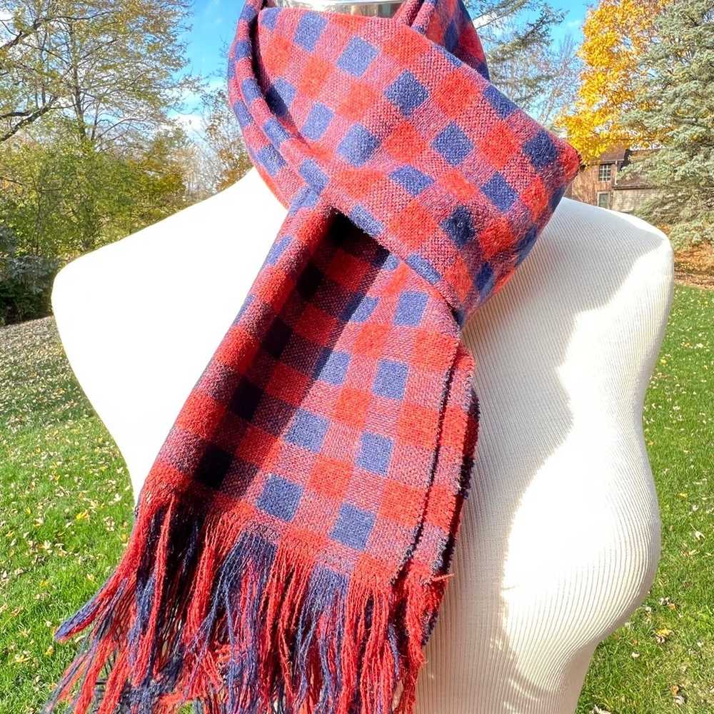 Vintage Custom Made Tartan Plaid Wool Scarf - image 3