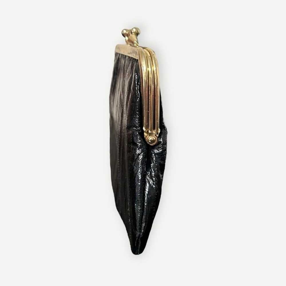 Vintage Eel Skin Patent Leather Pouch Bag Black G… - image 5