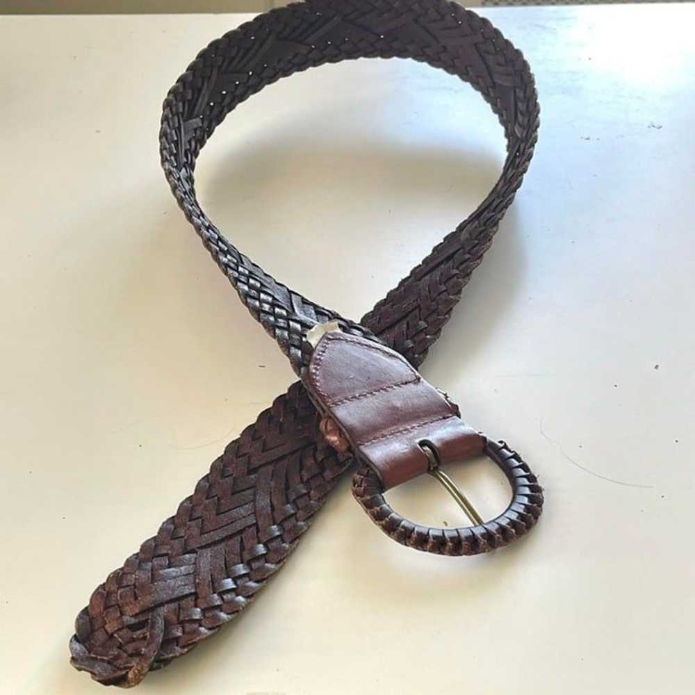 Vintage black braided leather belt - image 2