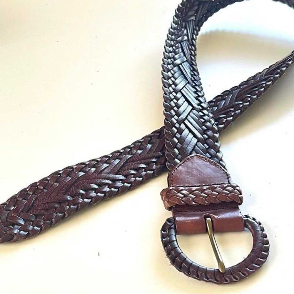 Vintage black braided leather belt - image 3