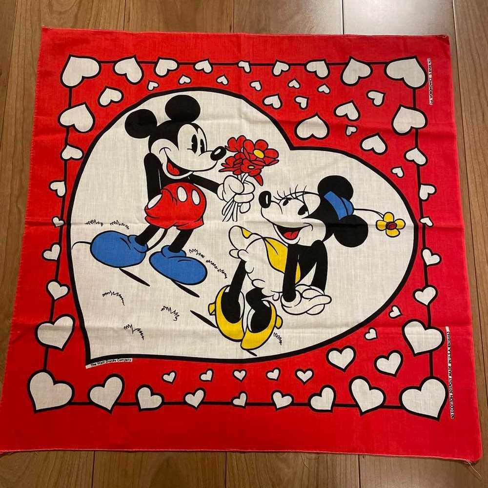 Vintage bandana Mickey Mouse Minnie 80s USA Showa… - image 1