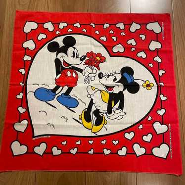 Vintage bandana Mickey Mouse Minnie 80s USA Showa… - image 1