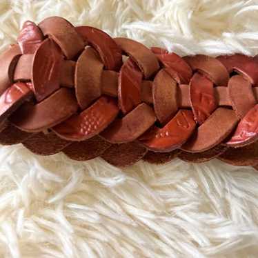 Vintage Woven wide Leather Belt Size S