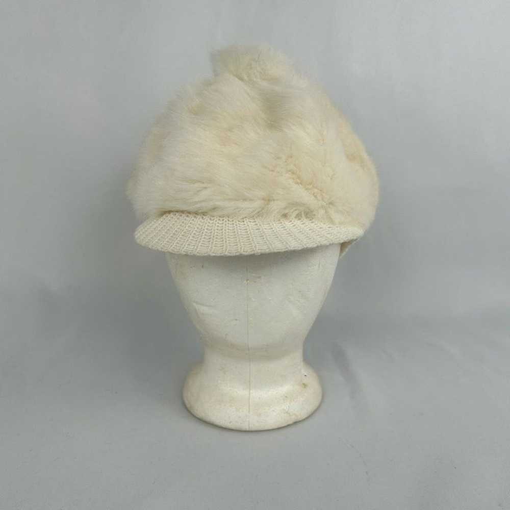 Vintage White Faux Fur Ivy Cap Newsboy Cap - image 1