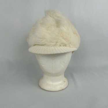 Vintage White Faux Fur Ivy Cap Newsboy Cap - image 1