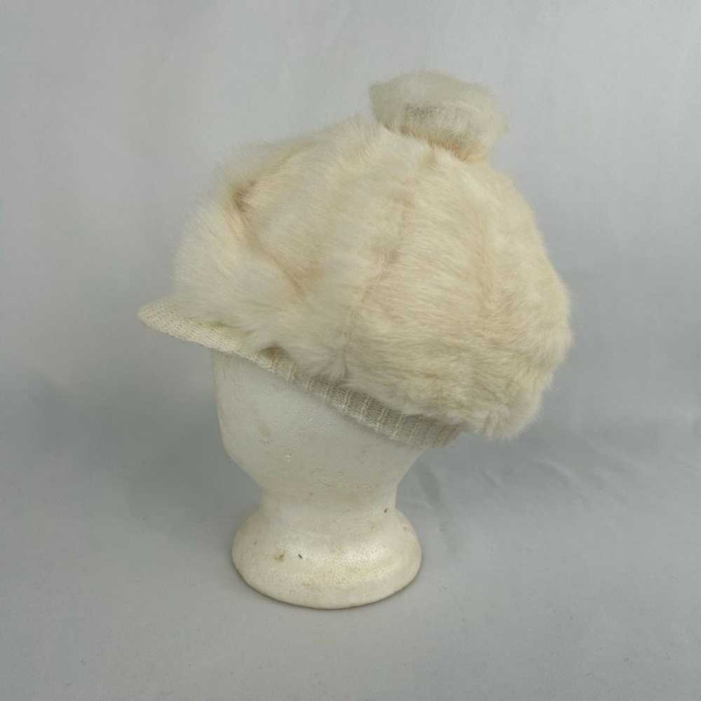 Vintage White Faux Fur Ivy Cap Newsboy Cap - image 2