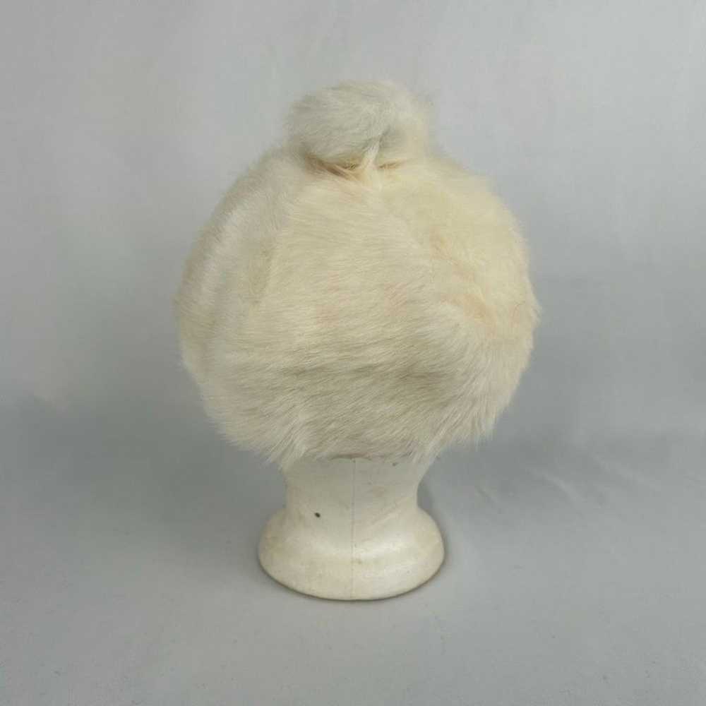 Vintage White Faux Fur Ivy Cap Newsboy Cap - image 3