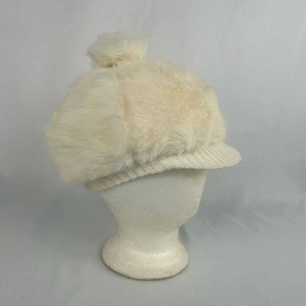 Vintage White Faux Fur Ivy Cap Newsboy Cap - image 4