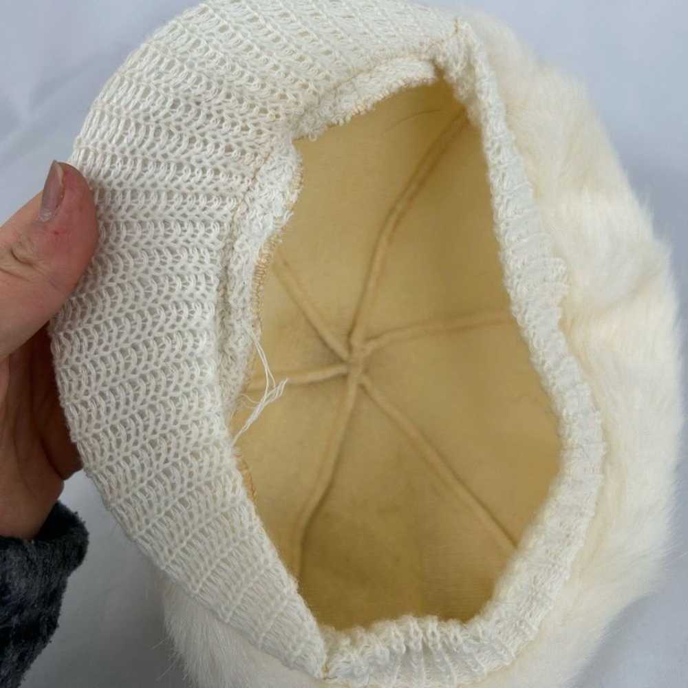 Vintage White Faux Fur Ivy Cap Newsboy Cap - image 6