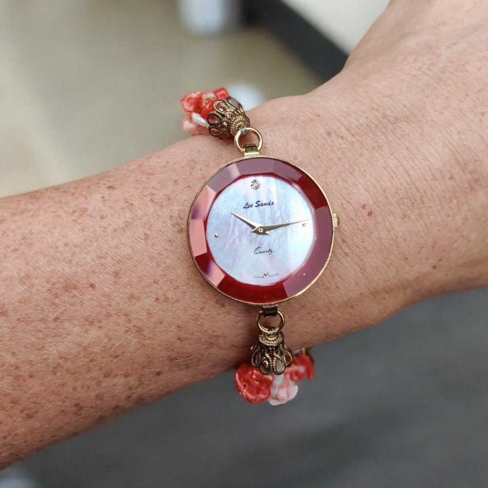 Vintage Lee Sands Coral and pearl women's watch - image 2