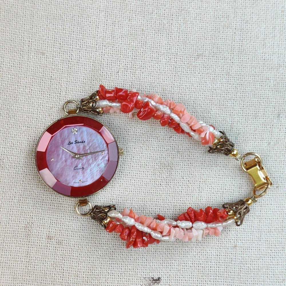 Vintage Lee Sands Coral and pearl women's watch - image 4