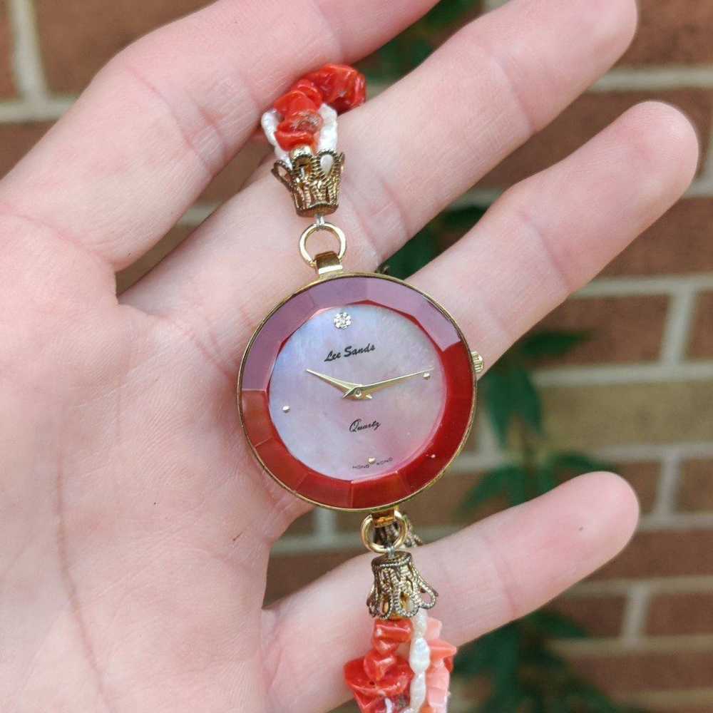 Vintage Lee Sands Coral and pearl women's watch - image 8