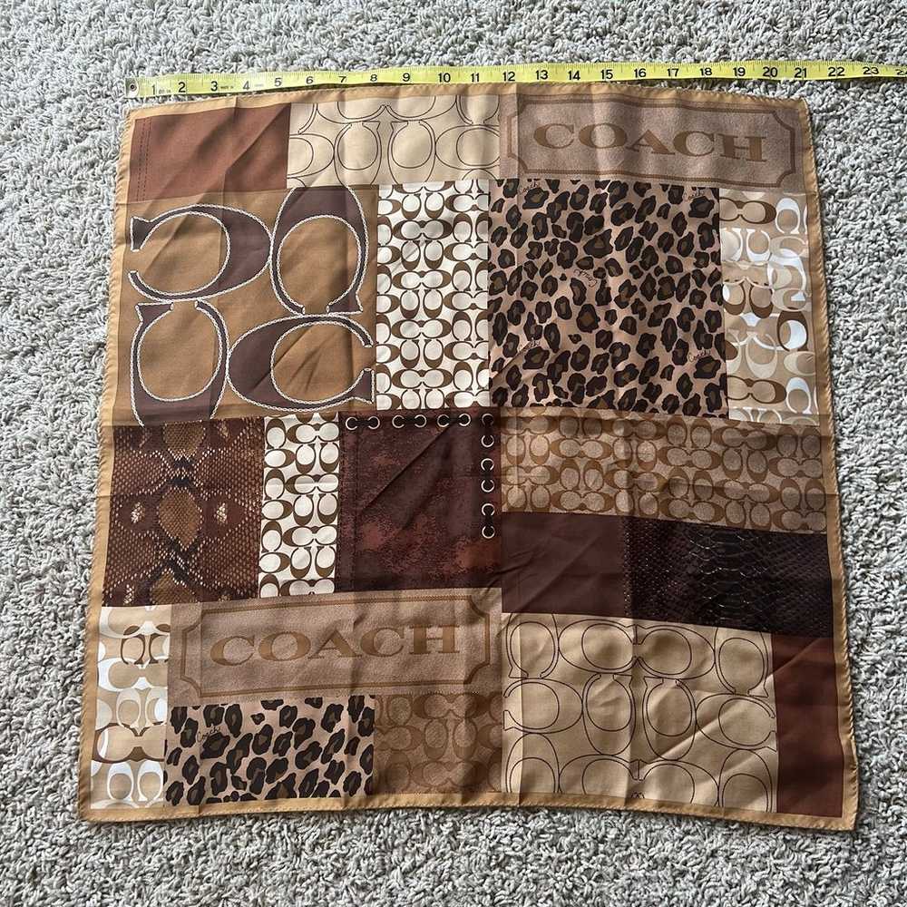 Coach Logo Silk Scarf Animal Print Patchwork Vint… - image 1