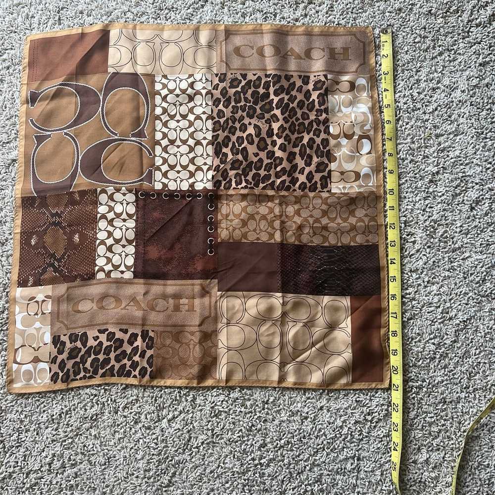 Coach Logo Silk Scarf Animal Print Patchwork Vint… - image 2