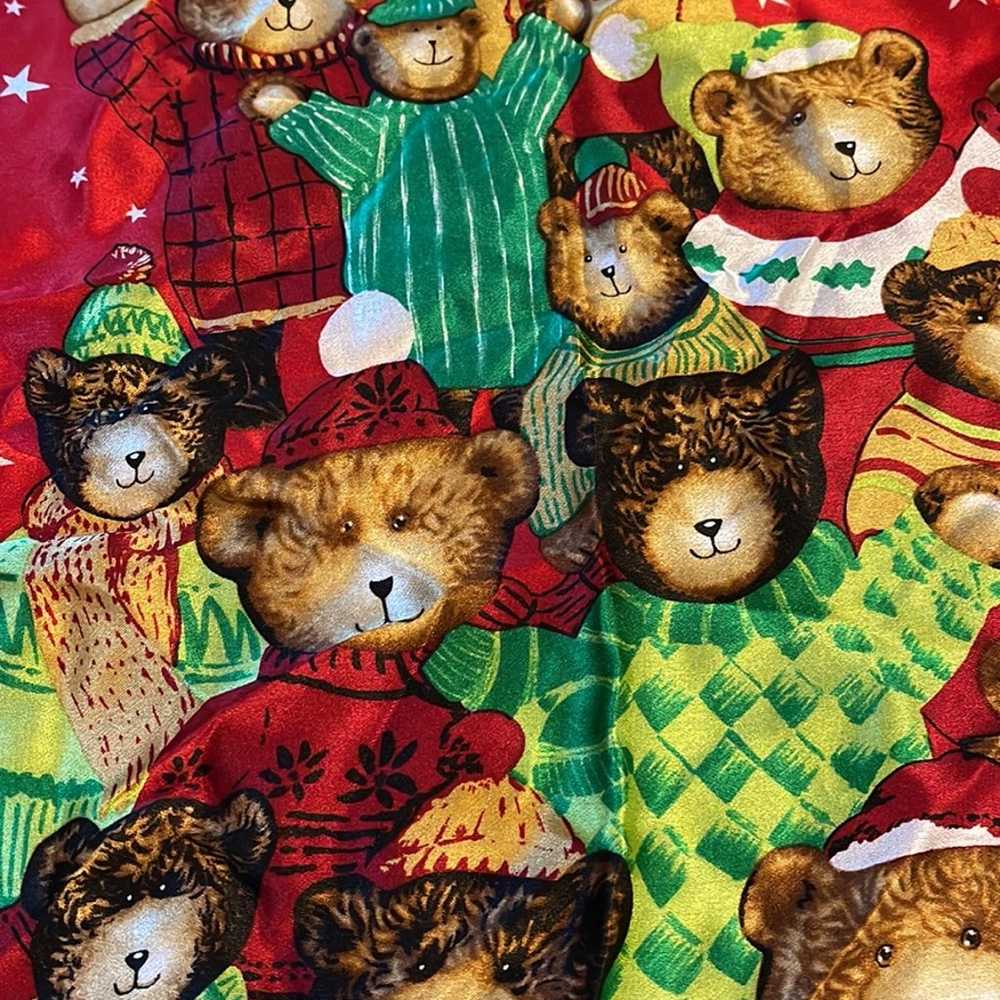 Silk scarf Christmas bears and presents. Elaine G… - image 6