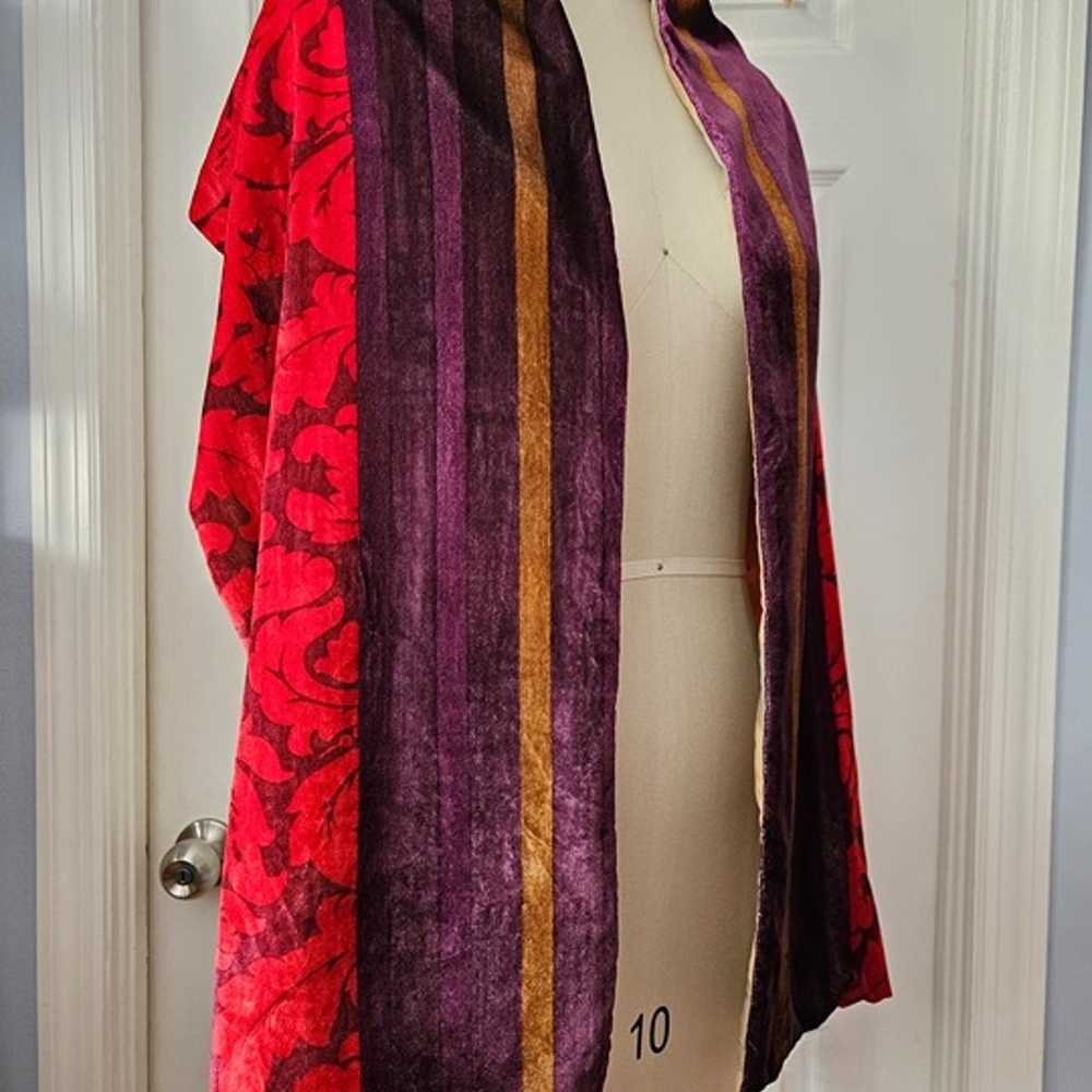 Vintage Ann Taylor Loft Velvet Damask Printed Purple Red Lined Scarf