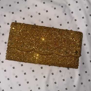 vintage hand veaded gold beaded wallet or clutch |