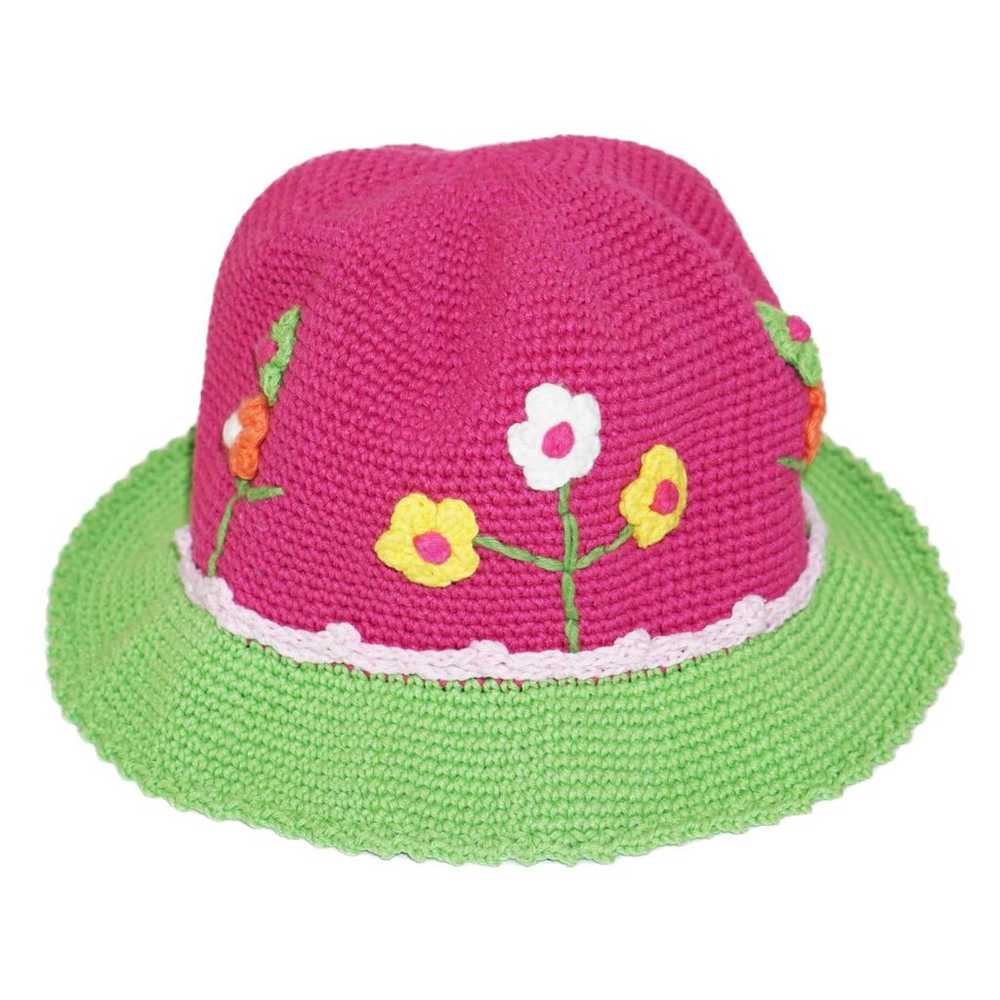 HANDMADE Y2K Custom Floral Crochet Knit Bucket Hat - image 1