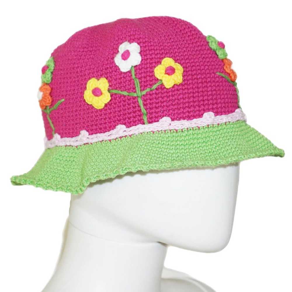 HANDMADE Y2K Custom Floral Crochet Knit Bucket Hat - image 2