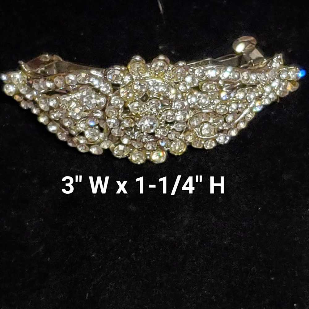 Silver Sparkling Bridal Hair Barrette 3" - image 2