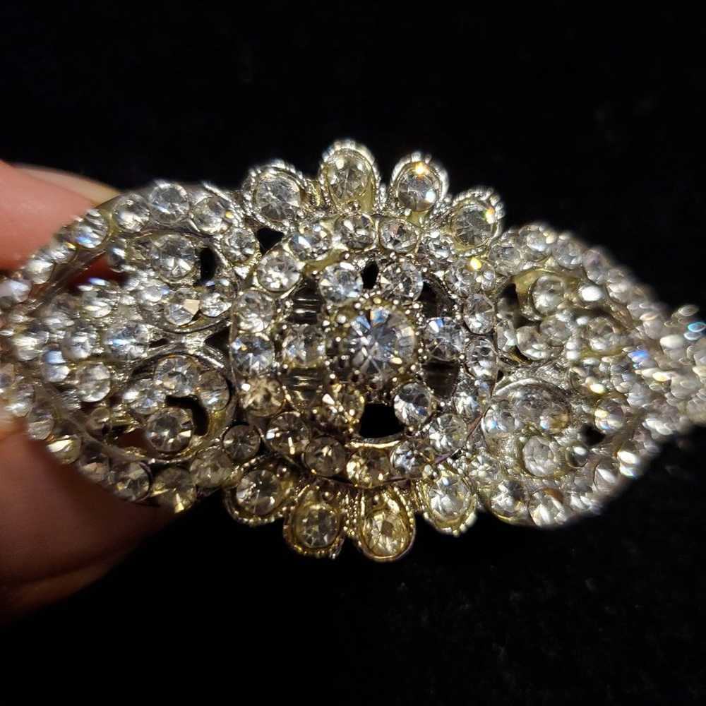 Silver Sparkling Bridal Hair Barrette 3" - image 4