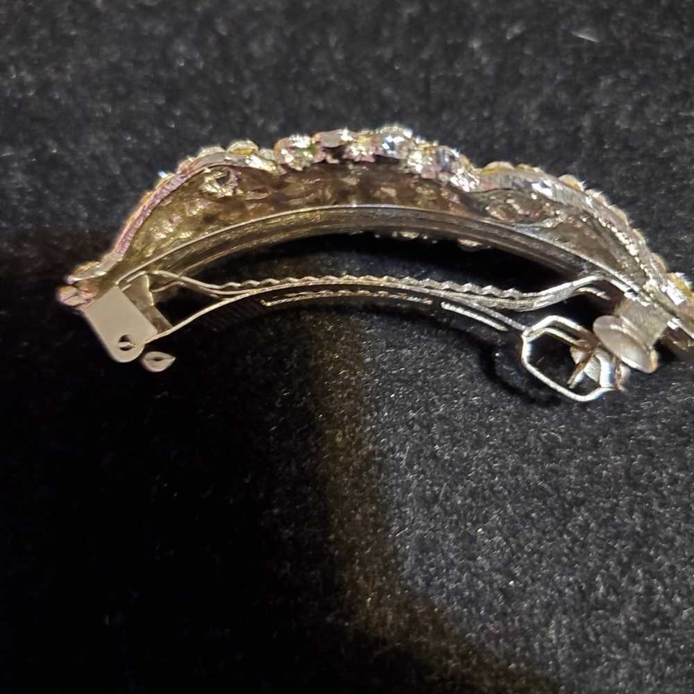 Silver Sparkling Bridal Hair Barrette 3" - image 5